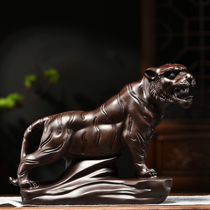 黑檀木雕老虎摆件实木质动物生肖家居客厅办公室装饰红木工艺礼品