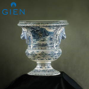 GIEN代尔夫特花瓶法国进口欧式陶瓷花瓶手绘美第奇骑士装饰摆件