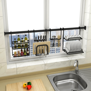 厨房置物架壁挂窗户碗盘沥水架碗碟筷收纳盒窗台挂架免打孔不锈钢