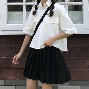 白色短袖衬衫女学生韩版宽松夏季新款上衣ins原宿bf风日系衬衣潮