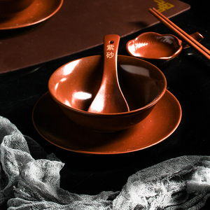 原矿紫砂K燕翅碗餐具碗筷碟高端家用餐具套装中式婚庆礼品