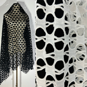黑白圆形超大网眼布料网布网纱大网孔特色创意服装设计师面料辅料