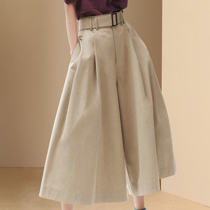 时尚高级感2024年新款夏季女装法式设计棉麻高腰裙裤大码七分裤子