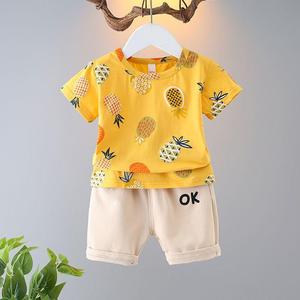 男童短袖套装2024夏季韩版婴幼儿童夏装男童背心套装T恤短裤童装