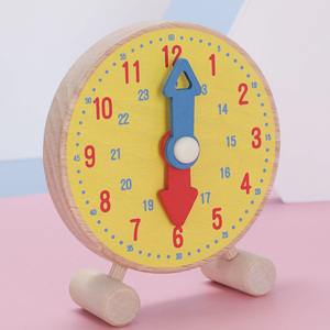 木质仿真时钟早教婴幼儿童钟表小号认识时间教具数字闹钟益智玩具