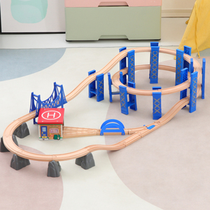 木质轨道车玩具男孩电动木头小火车儿童隧道积木益智兼容米兔brio