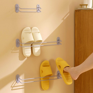 浴室卫生间拖鞋架墙壁挂式免打孔钉收纳放厕所洗手间门后架子
