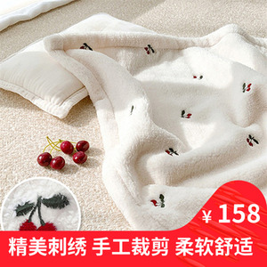 ins韩式婴儿法兰绒小毛毯秋冬午睡儿童被子刺绣盖毯宝宝抱毯盖被
