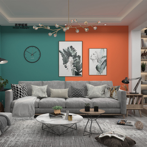 墙纸自粘卧室客厅背景墙橙色绿色蓝色纯色家用宿舍防水防潮壁纸贴