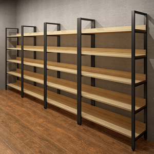 书架置物架隔板钢木落地多层简约现代简易货架书柜铁艺墙客厅架子