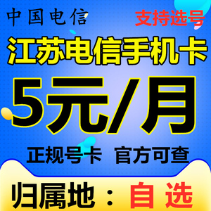 江苏电信南京扬州泰州苏州4G5G手机电话号码卡流量卡低月租大王卡