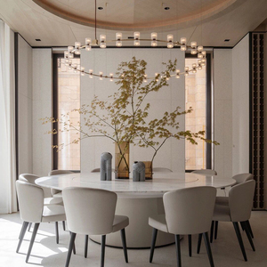 现代创意餐厅包间中西餐厅吊灯工程定制款圆形金属玻璃客厅轻奢灯