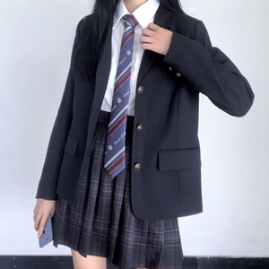 日系正版jk制服学院风校供感西服套装秋冬黑色西装学生班服外套女