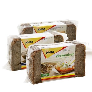 捷森jason黑麦四种谷物燕麦全麦黑面包500g 粗粮早餐面包德国进口