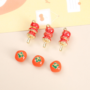 中国风糖葫芦柿子合金滴油挂件diy手工制作材料耳环项链饰品配件