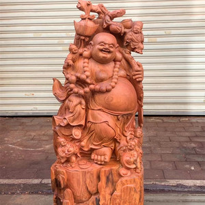 大型根雕木雕摆件弥勒佛像观音关公实木树根红木客厅供奉神像雕刻
