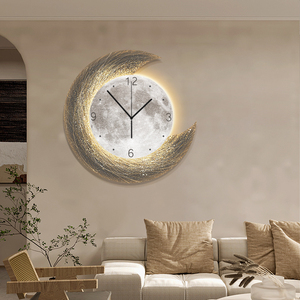 月球客厅挂钟高级感创意时钟挂墙餐厅墙装饰网红钟表2022新款挂表