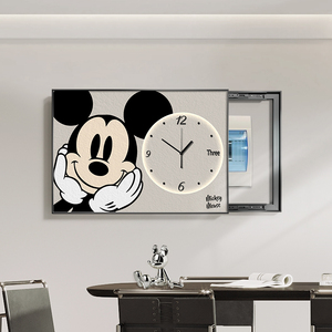 米奇电表箱装饰画可爱卡通餐厅配电箱遮挡挂画电闸开关盒壁画钟表