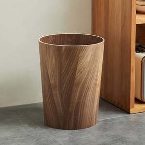 木质垃圾桶日式家用客厅卧室卫生间纸篓轻奢无盖垃圾箱ins风简约