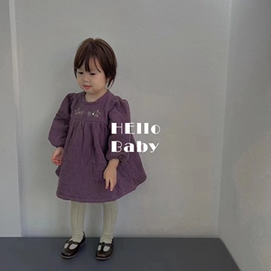 蜗牛波波实体店品牌韩国童装儿童女童宝冬装加棉加厚韩系棉裙子