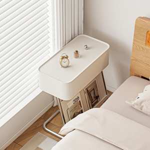 奶油风床头柜替代创意卧室小型简约铁艺边几窄柜子可移动夹缝收纳