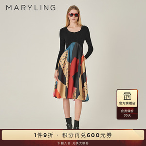 MARYLING玛俪琳2024秋季新品【雪屋窗花】V领连衣裙A1EGW61860