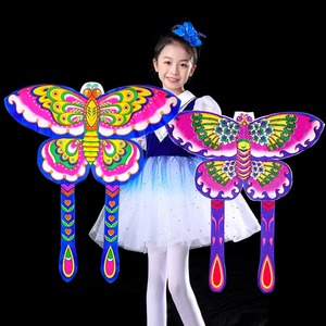 儿童蝴蝶风筝飞得更高舞蹈道具手持跳舞表演六一儿童节梦想的风筝