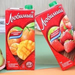 俄罗斯进口柳缤梅果汁950ml纸盒装樱桃草莓苹果橙子葡萄水果果汁