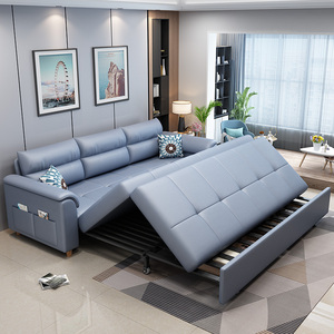 北欧多功能两用折叠沙发床客厅直排科技布双人位储物小户沙发组合