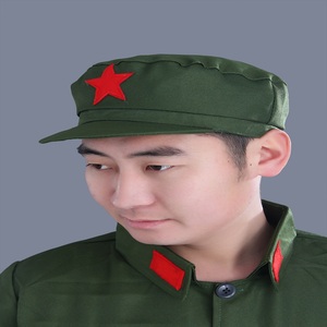 65式帽子军绿色红卫兵帽子红军八角帽的确良解放帽男女通书包