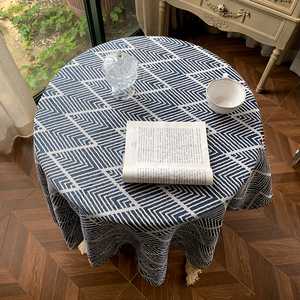 法式复古新款小圆桌桌布ins咖啡厅茶几布遮盖巾棉麻氛围感茶几垫