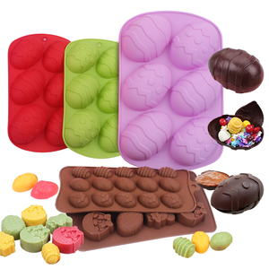 复活节巧克力彩蛋模具硅胶果冻甜点烘焙磨具兔子手工皂滴胶模型