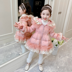 女童公主棉服冬装棉衣中长款2022新款儿童韩版羽绒棉袄外套洋气冬