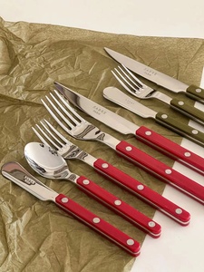 现货 Sabre Paris 红色法国原装进口西餐具套装刀叉勺子4件套ins