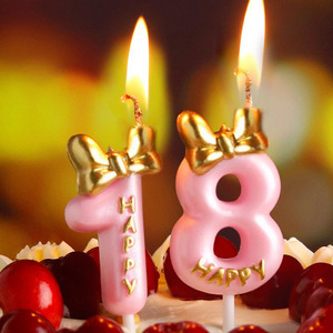女生款粉色蝴蝶结数字生日蜡烛网红女神女朋友小仙女18岁蛋糕蜡烛