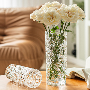 花瓶摆件客厅插花轻奢高级感水晶玻璃透明水培鲜花百合专用餐桌小