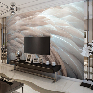 3D立体艺术羽毛壁画8d客厅电视背景墙壁纸卧室沙发装饰无缝墙纸5D