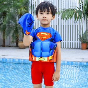 迪迦奥特曼儿童浮力泳衣男连体短袖小童超人卡通男孩漂浮游泳装备