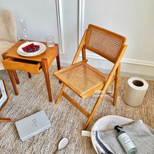 ZaraHome白蜡木藤条折叠椅单人沙发木椅子餐桌椅实木北欧ins道具
