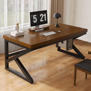 实木电脑桌卧室家用台式写字办公桌简约现代电竞桌子双人学生书桌