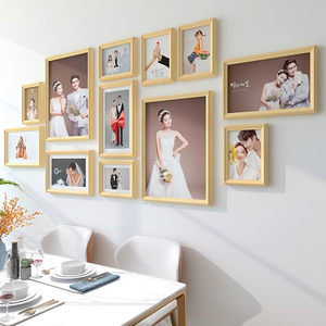 实木墙壁相框挂墙创意组合7 16寸结婚照相片墙网红画框定制照片墙