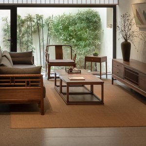 新中式黑胡桃木沙发茶几组合简约小户型现代家具客厅公寓网红款