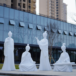 新中式抽象人物玻璃钢公园售楼部装饰广场学校小品琴棋书画雕塑