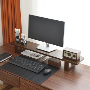 实木电脑显示器增高架办公室桌面隔板托架台式电脑支架收纳置物架