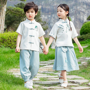 六一儿童演出服装夏小学生中国风班服民国国学男童女童汉服表演服