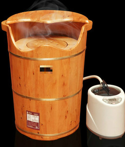 家用实木养生桶泡脚木桶加热熏蒸桶蒸脚足浴桶家用蒸汽木质高深桶
