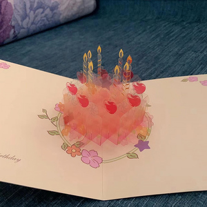 生日蛋糕贺卡3d立体高级仪式感创意女友礼物精致代写祝福语小卡片