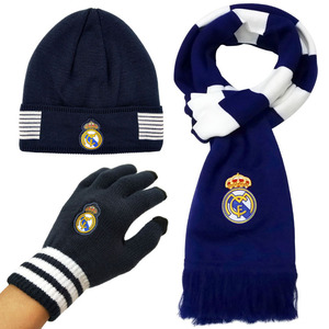 巴黎圣日耳曼利物浦AC米兰皇马阿森纳冬季毛绒手套围巾帽子三件套