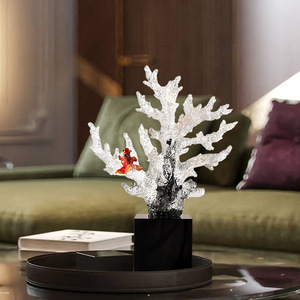北欧极简发财树透明珊瑚摆件新中式极简电视柜办公室家居装饰品