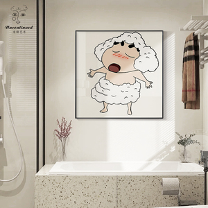 蜡笔小新卫生间厕所装饰画卡通动漫免打孔酒店洗手间浴室创意挂画